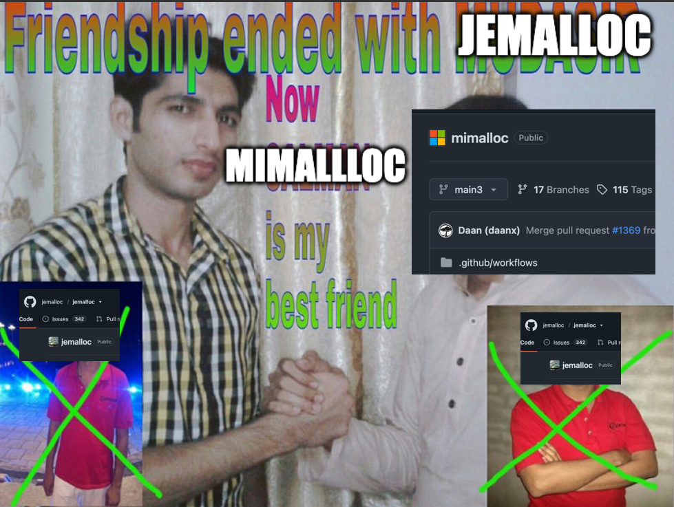 Friendship ended with Jemalloc, now Mimalloc is my best friend (meme)